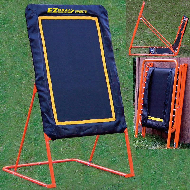 EZ Goal Profession Folding Lacrosse Throwback with 6 Ft. x 4 Ft. Mat Area - 8 Ft., Orange