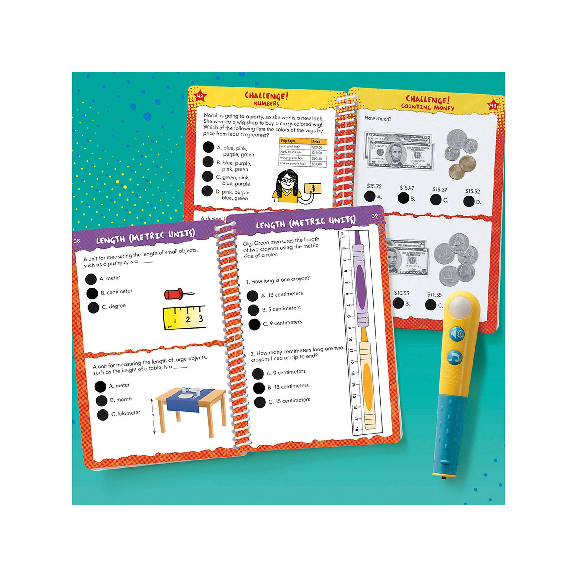 Educational Insights Hot Dots Lets Master Grade 2 Math Book Set, Multi