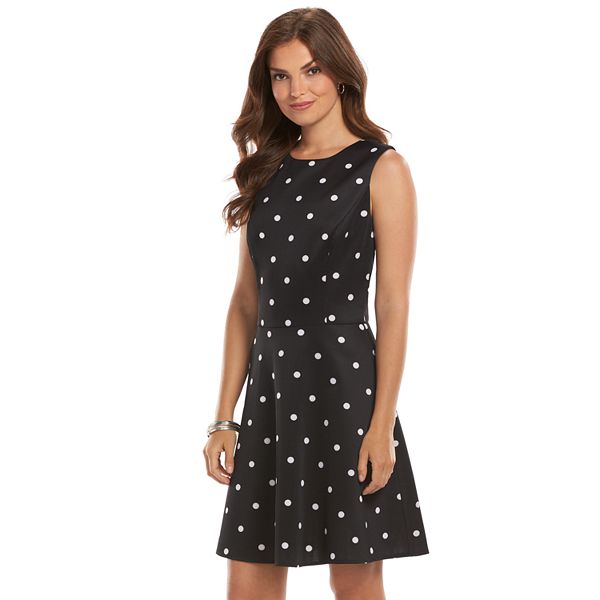 Chaps Polka-Dot A-Line Dress - Women's