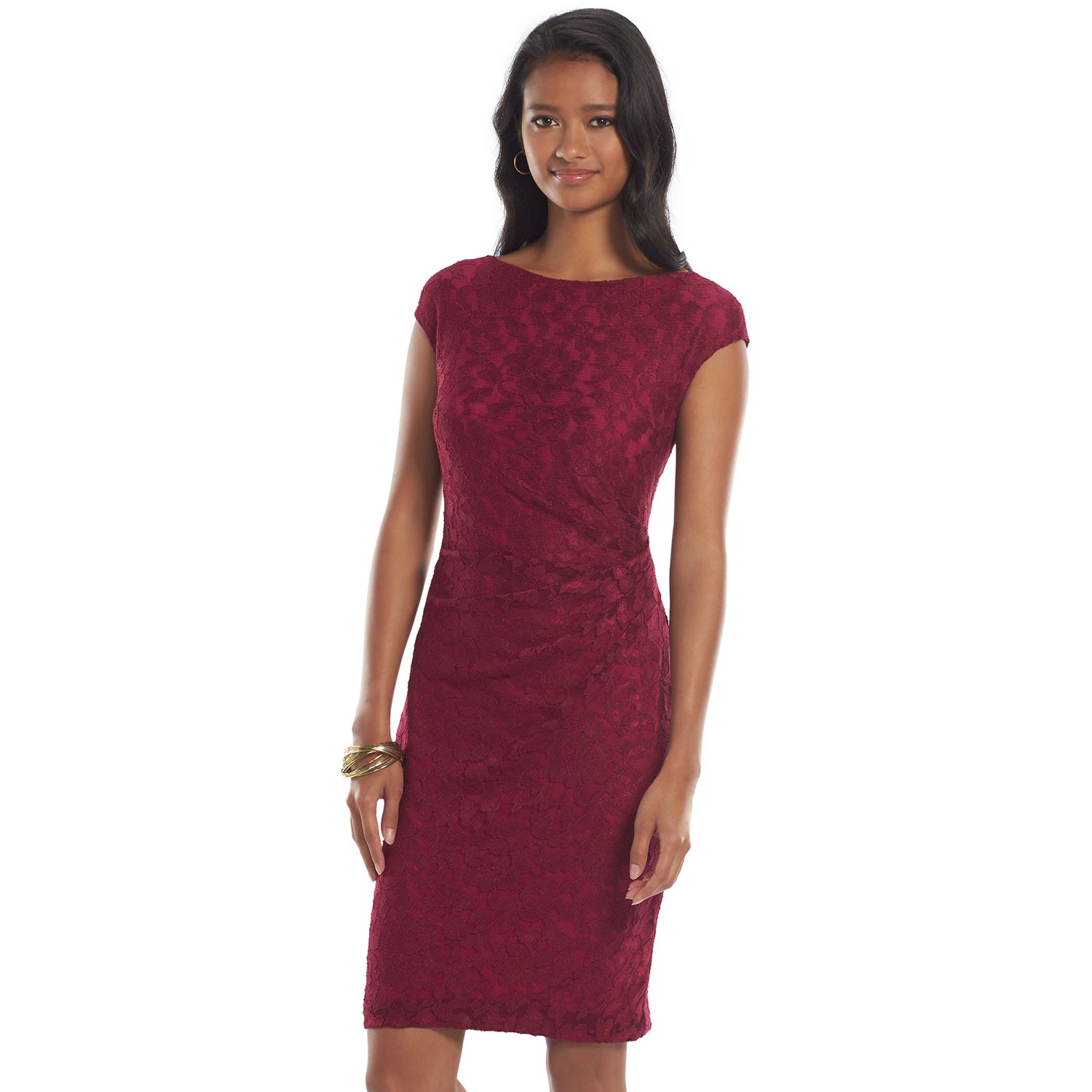 chaps lace sheath dress