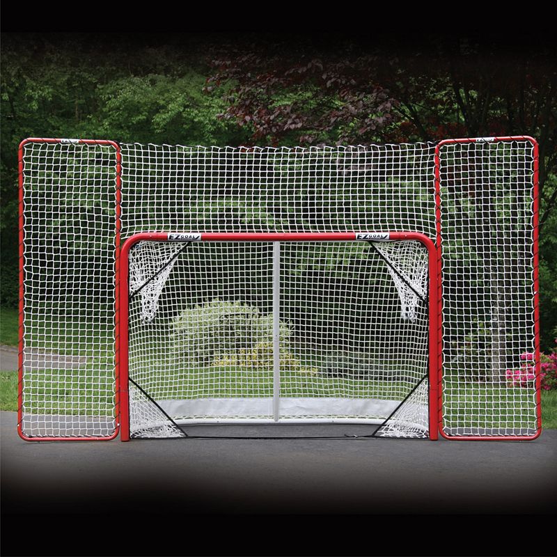 EZGoal Hockey Folding Pro Goal with Backstop and Targets, 2-Inch, Red/White