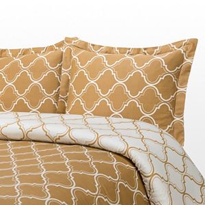 Grand Collection 300-Thread Count Sateen Lattice Reversible Duvet Cover Set