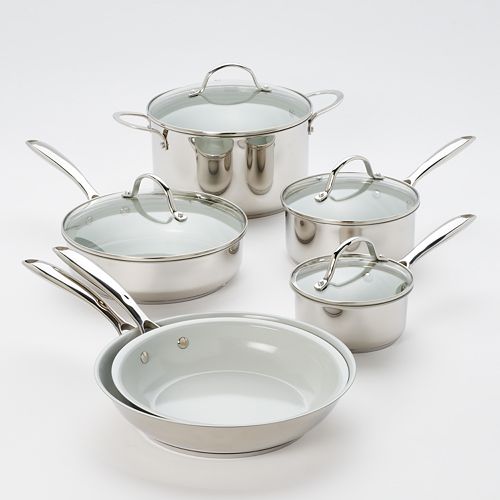Food Networkâ¢ 10-pc. Nonstick Stainless Steel Ceramic Cookware Set