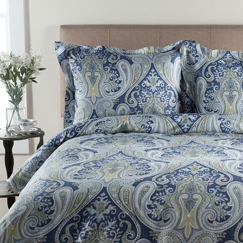 Grand Collection 300Thread Count Sateen Crystal Paisley Duvet Cover Set