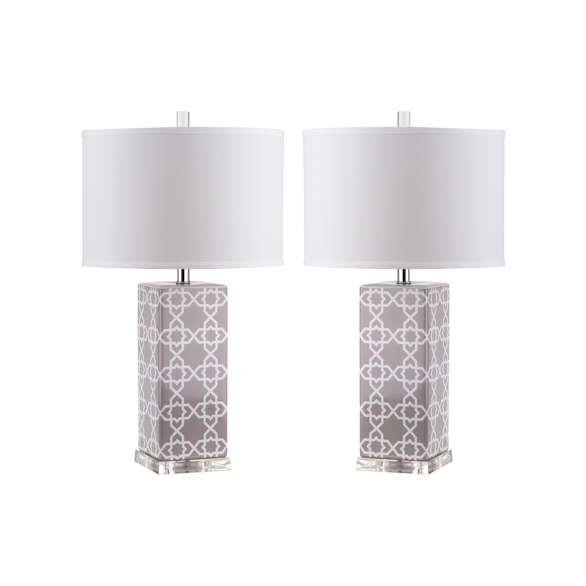 Safavieh Quatrefoil 2-piece Table Lamp Set, Gray