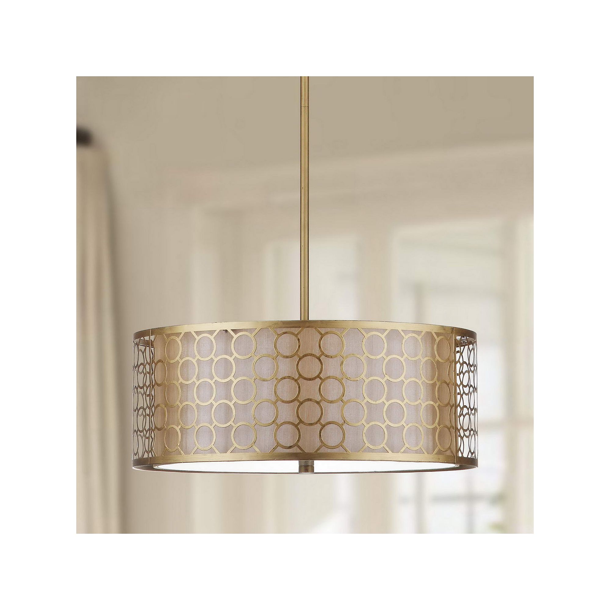 Safavieh Giotta Drum Pendant Light, Antique Gold