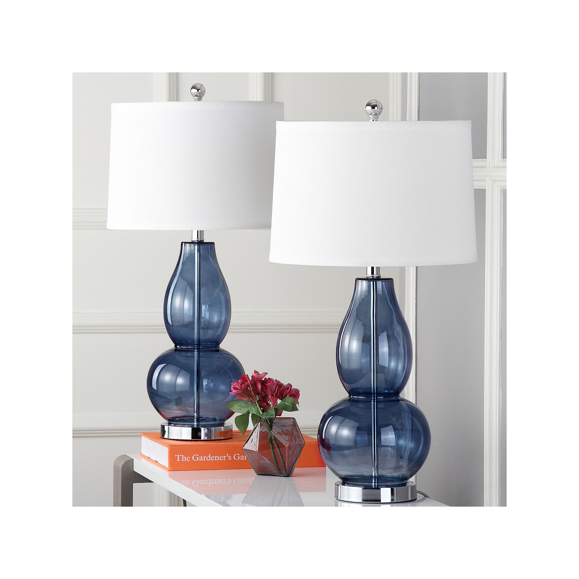 Safavieh 2-piece Mercurio Double Gourd Lamp Set, Blue