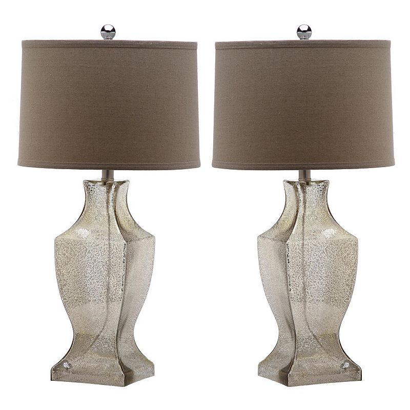 SAFAVIEH 29 in. H Glass Bottom Urn Table Lamp  Oatmeal/Silver  Set of 2