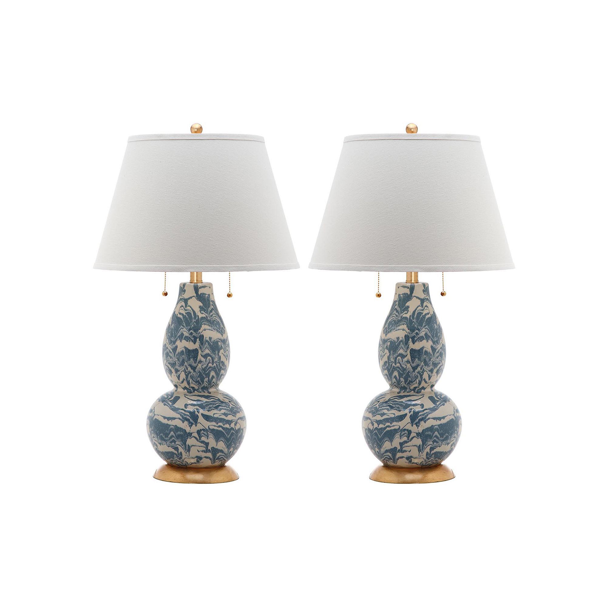Safavieh 2-piece Color Swirls Glass Table Lamp Set, Blue White