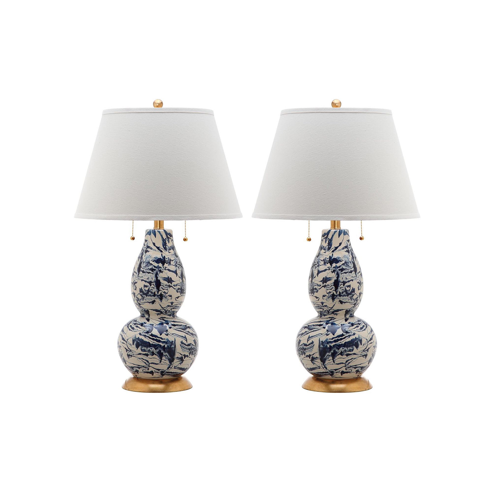 Safavieh 2-piece Color Swirls Glass Table Lamp Set, Navy White