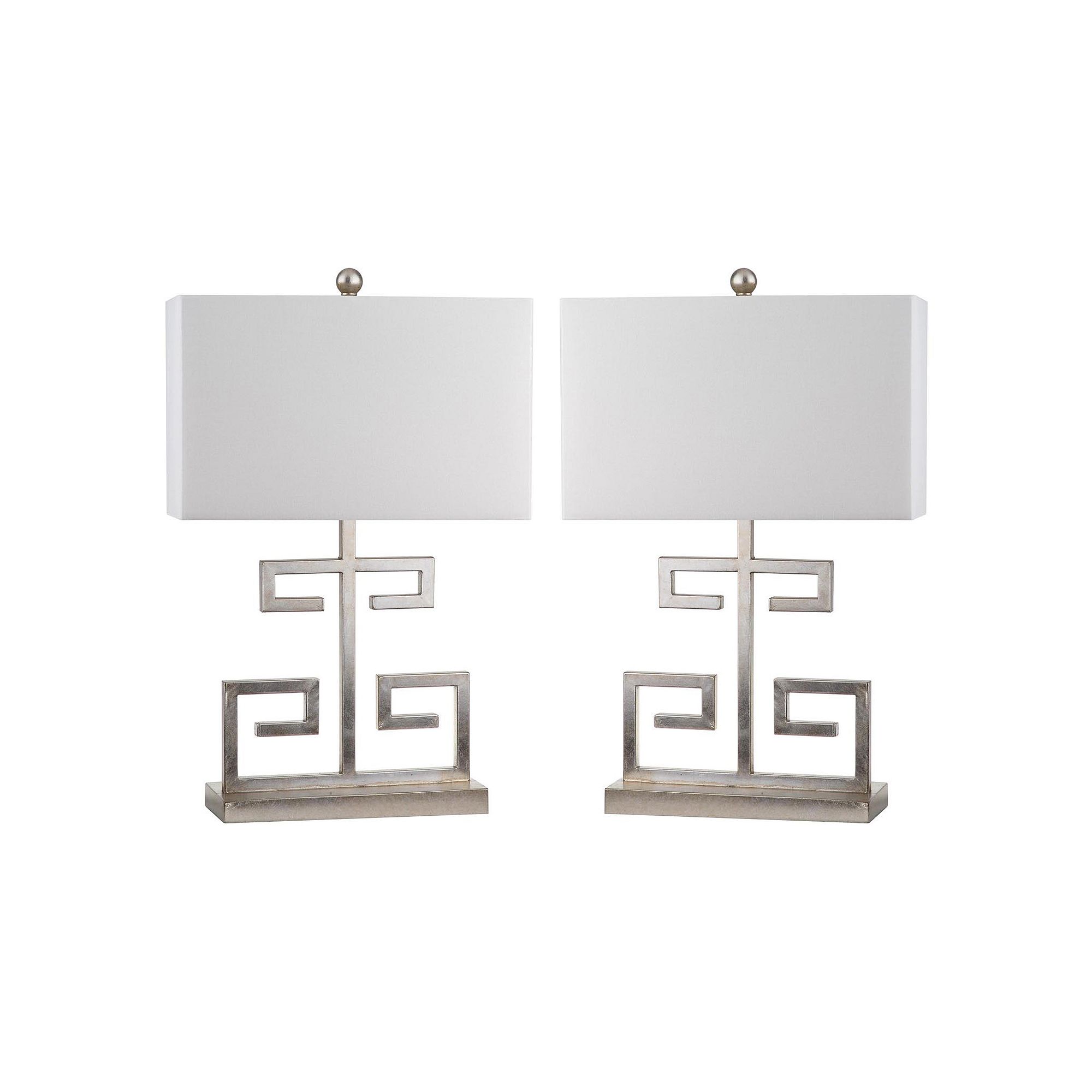 Safavieh 2-piece Greek Key Table Lamp Set, Antique Silver