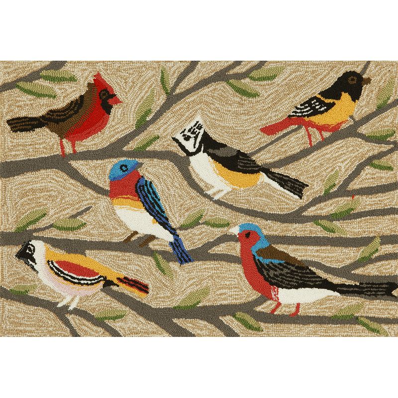 Liora Manne Frontporch Birds Indoor Outdoor Rug, Multicolor, 5X7.5 Ft