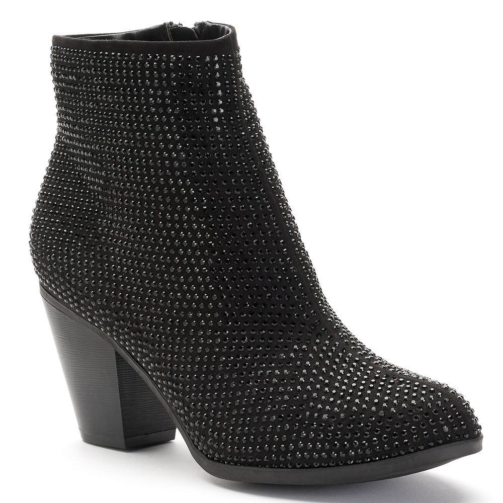 Women's Rhinestones Ankle Boots,Black main image 0