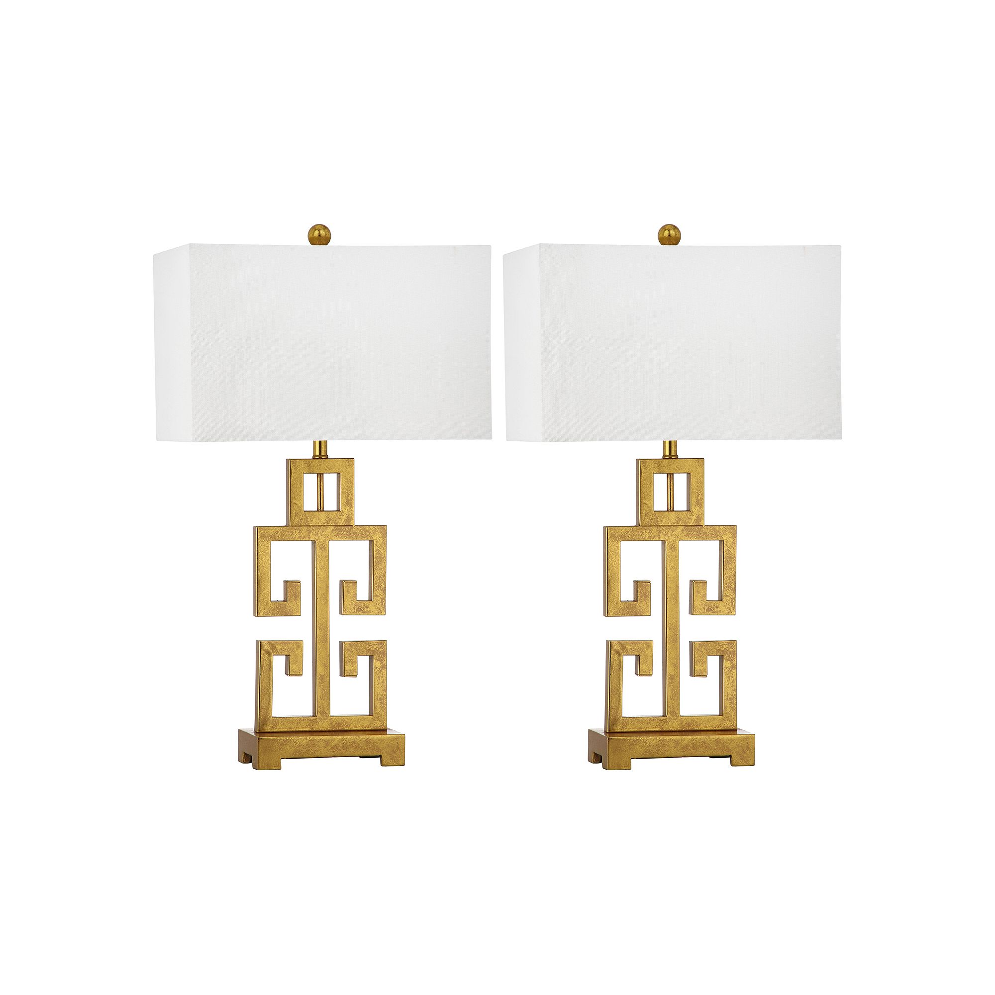 Safavieh 2-piece Greek Key Table Lamp Set, Antique Gold