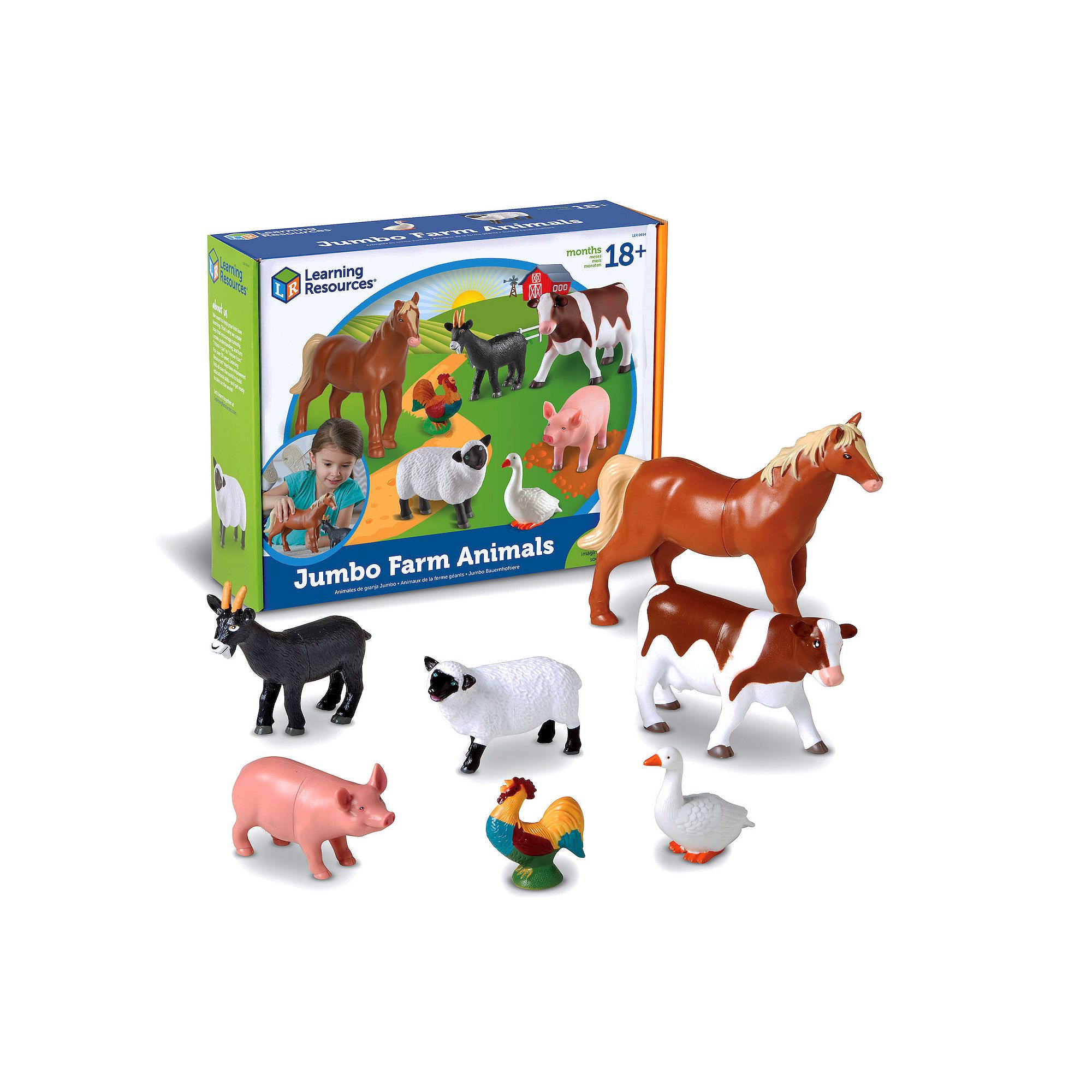 Learning Resources 7-pc. Jumbo Farm Animals, Multi