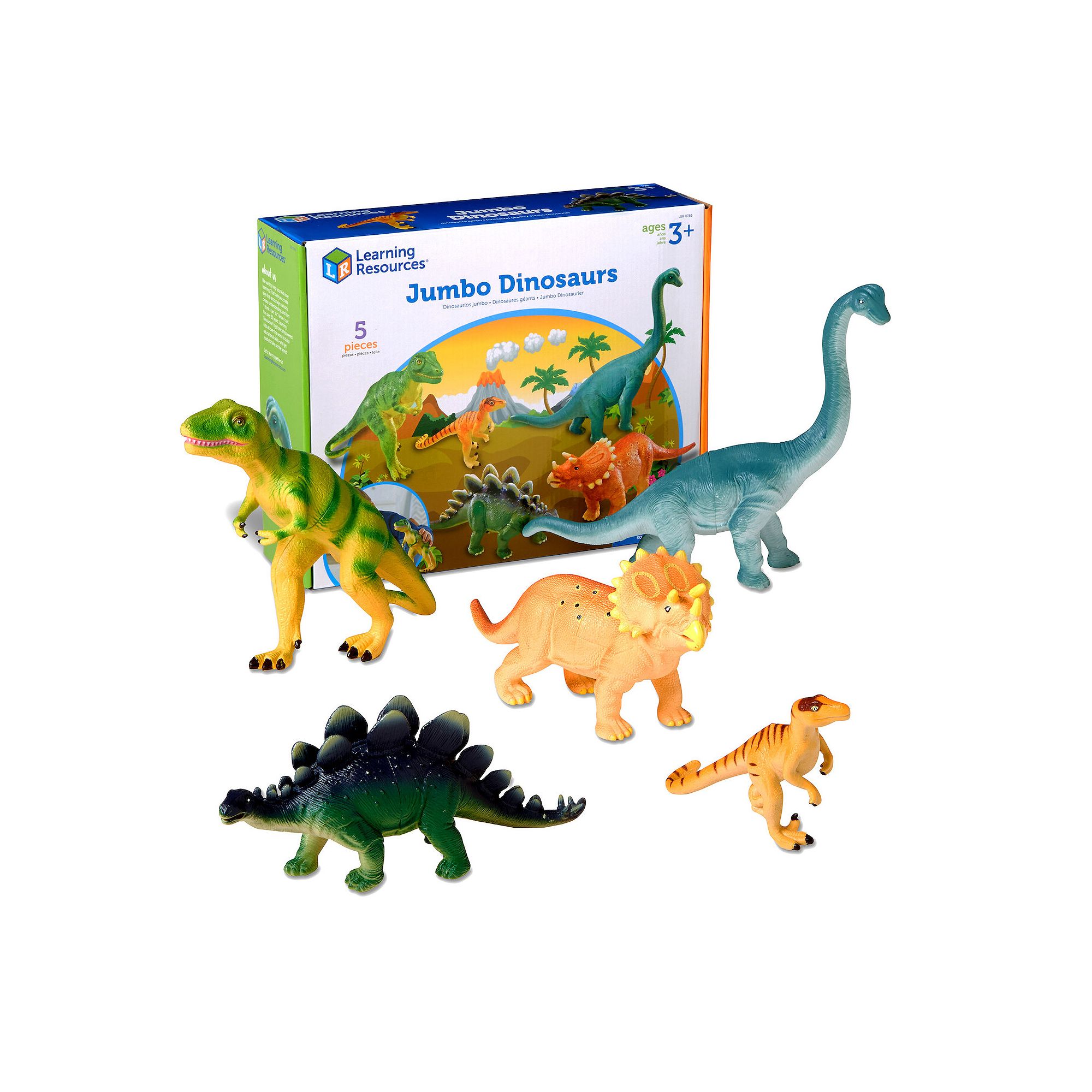 Learning Resources 5-piece Jumbo Dinosaurs Imaginative Playset, Multi