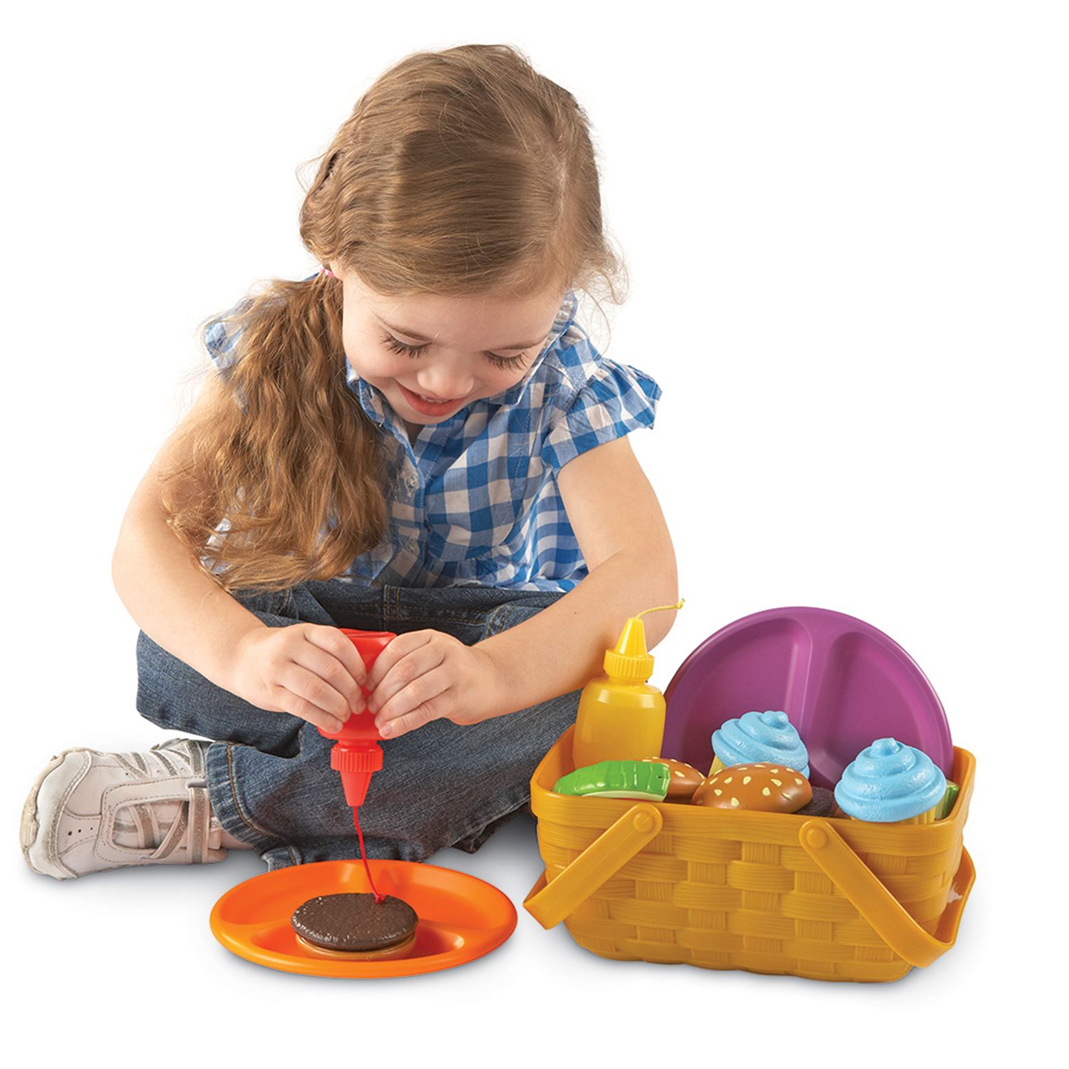 thumbnail image 2 of Learning Resources New Sprouts Picnic Set - 14 Piece Pretend Play Food For Toddlers 2 of 13