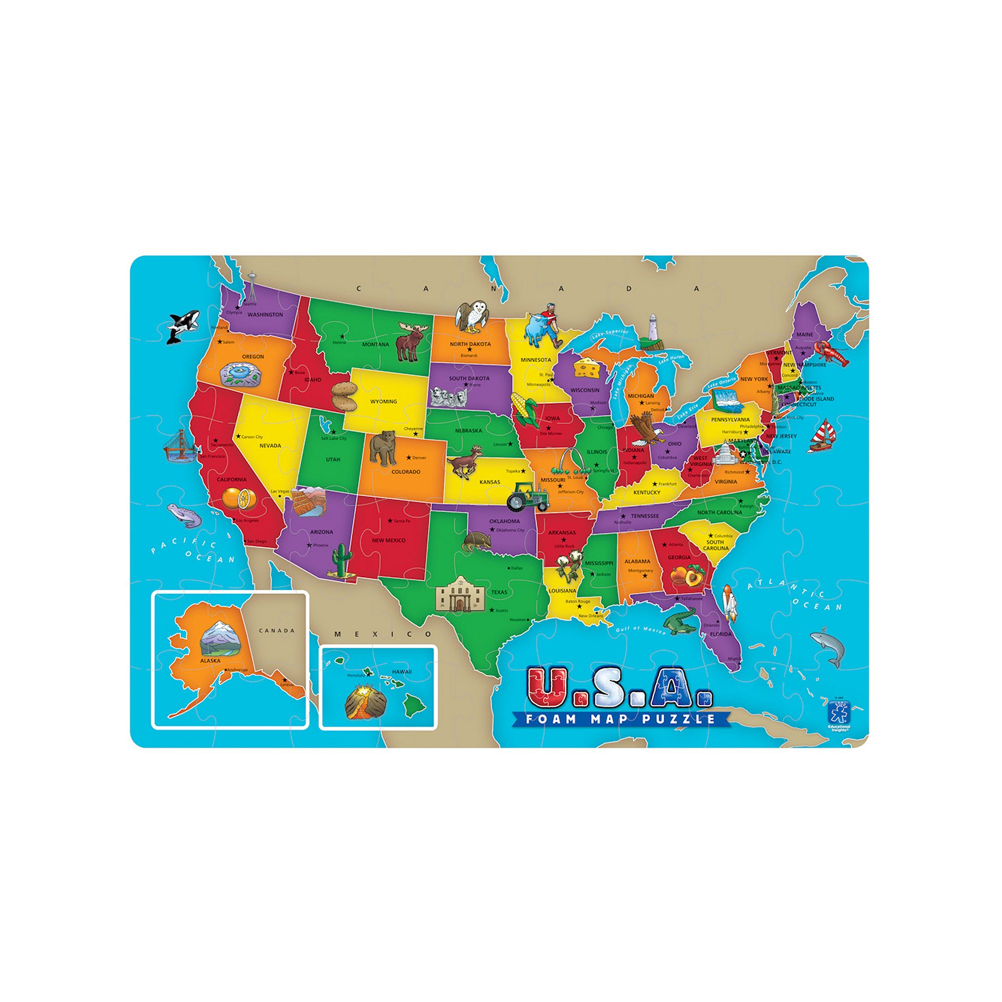 Educational Insights USA Foam Map Puzzle, Multi