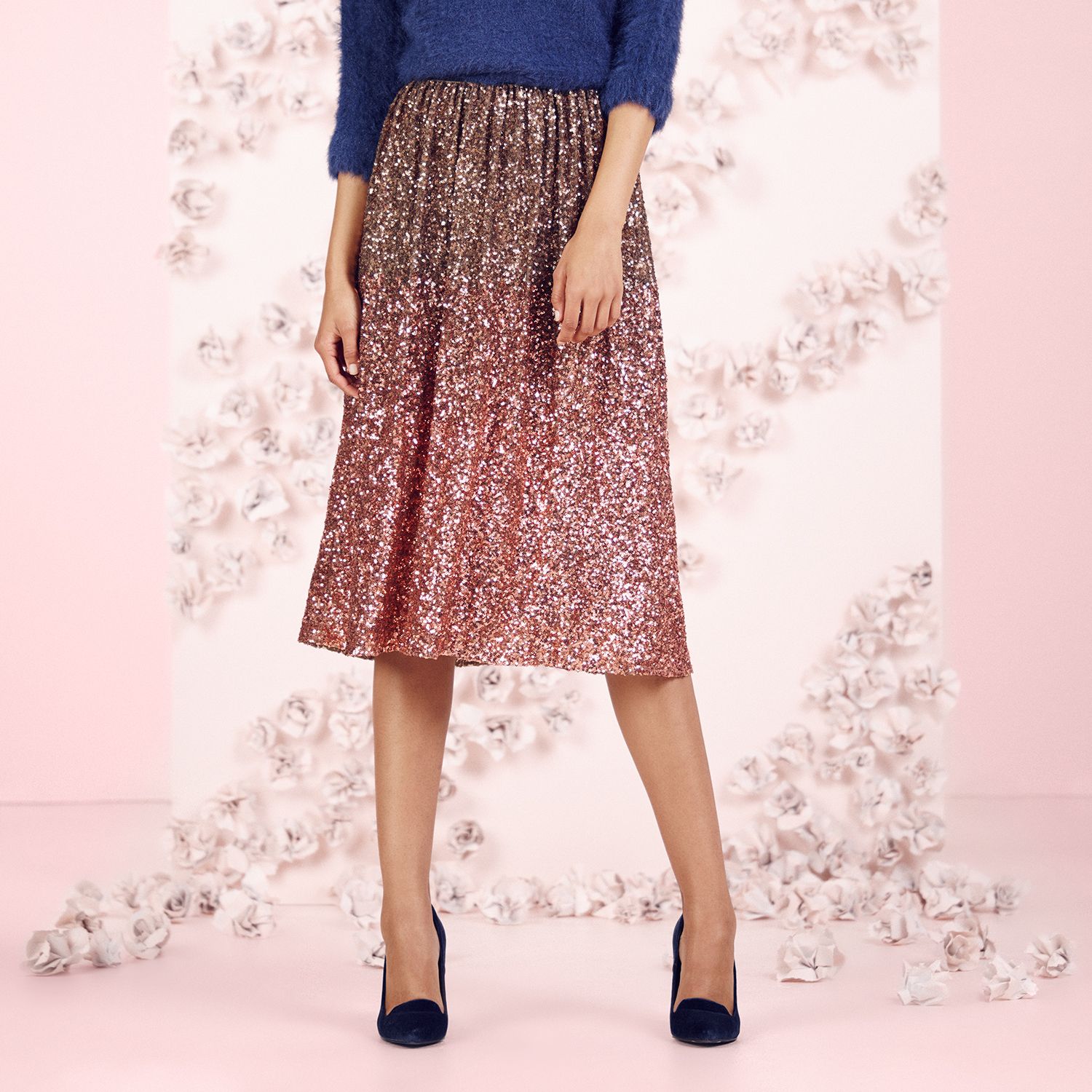 sequin midi skirts