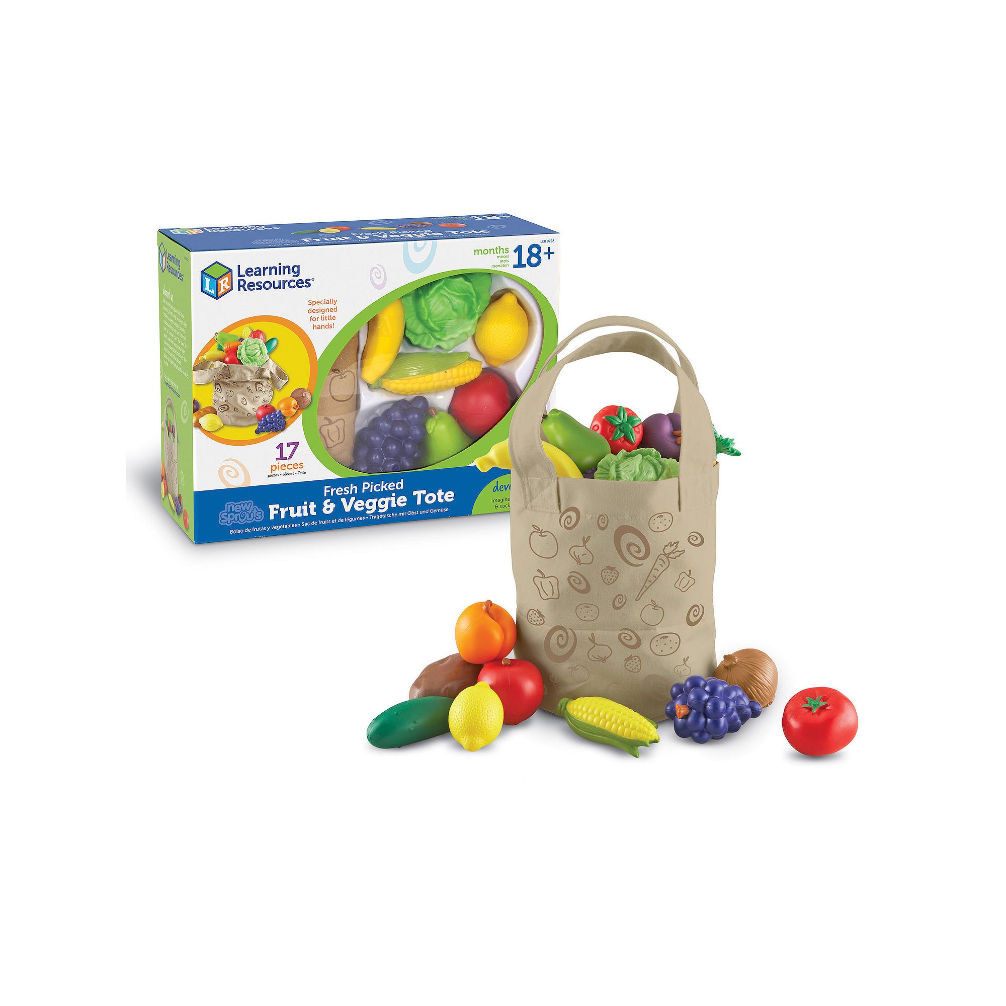 Learning Resources New Sprouts Fresh Picked Fruit & Veggie Tote, Multi