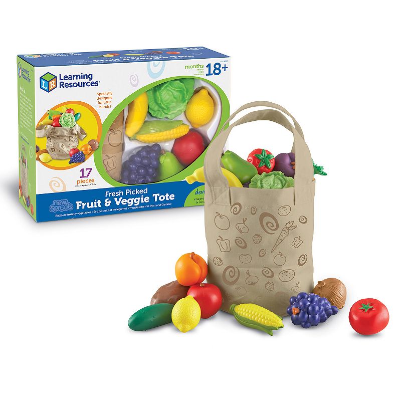 Learning Resources New Sprouts Fresh Picked Fruit & Veggie Tote, Multicolor