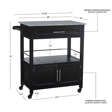 Linon Cameron Granite Top Kitchen Cart