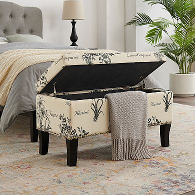 Linon Stephanie Botanical Print Storage Ottoman