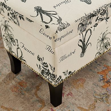 Linon Stephanie Botanical Print Storage Ottoman