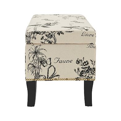 Linon Stephanie Botanical Print Storage Ottoman