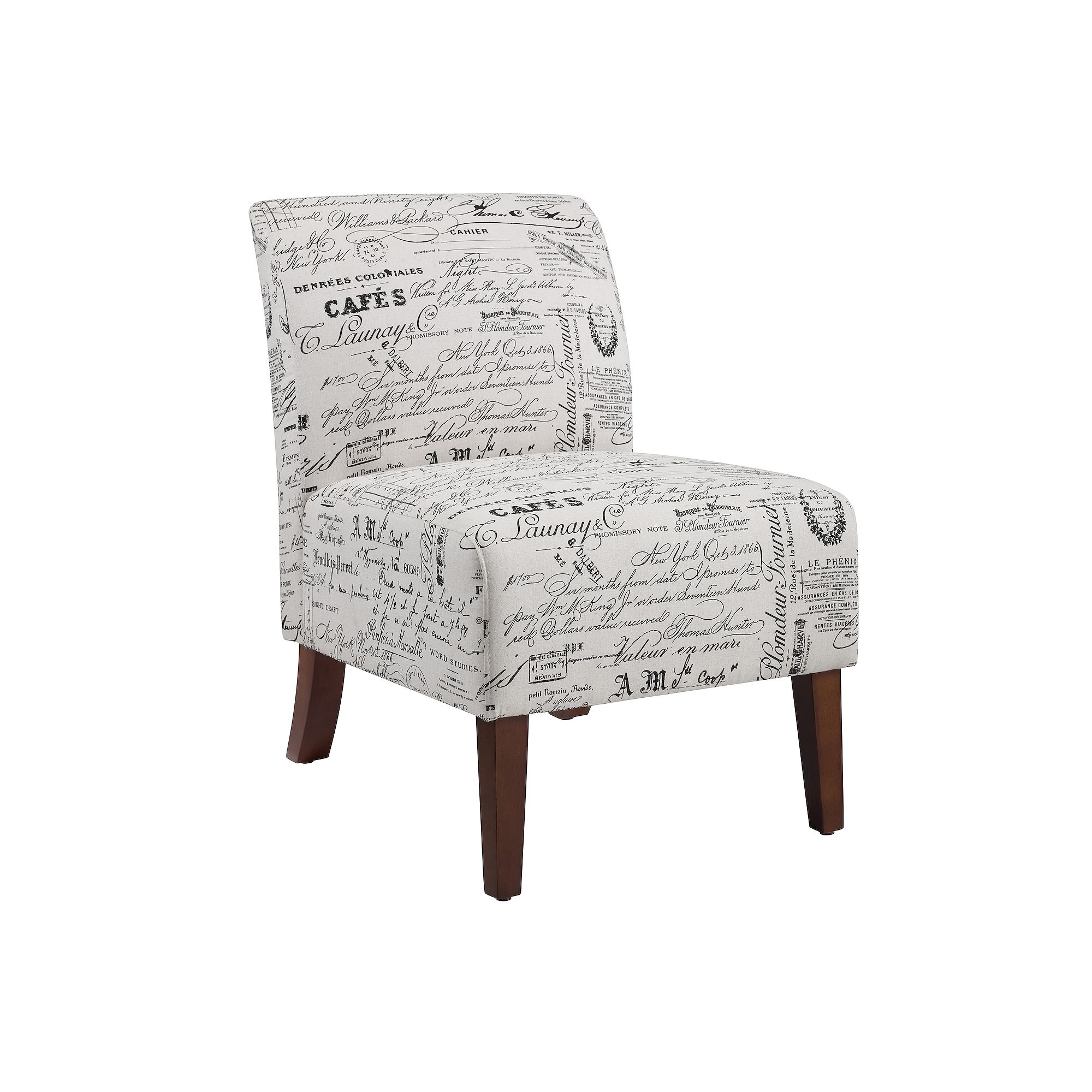 Linon Lily Accent Chair, Black Script