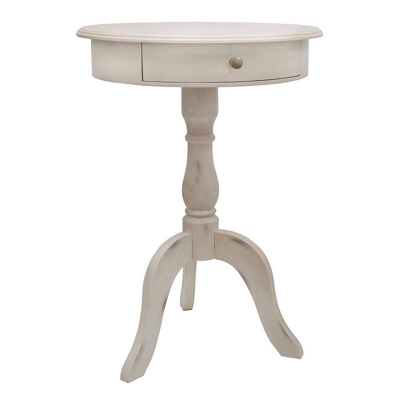 Decor Therapy 1-Drawer Pedestal End Table, White