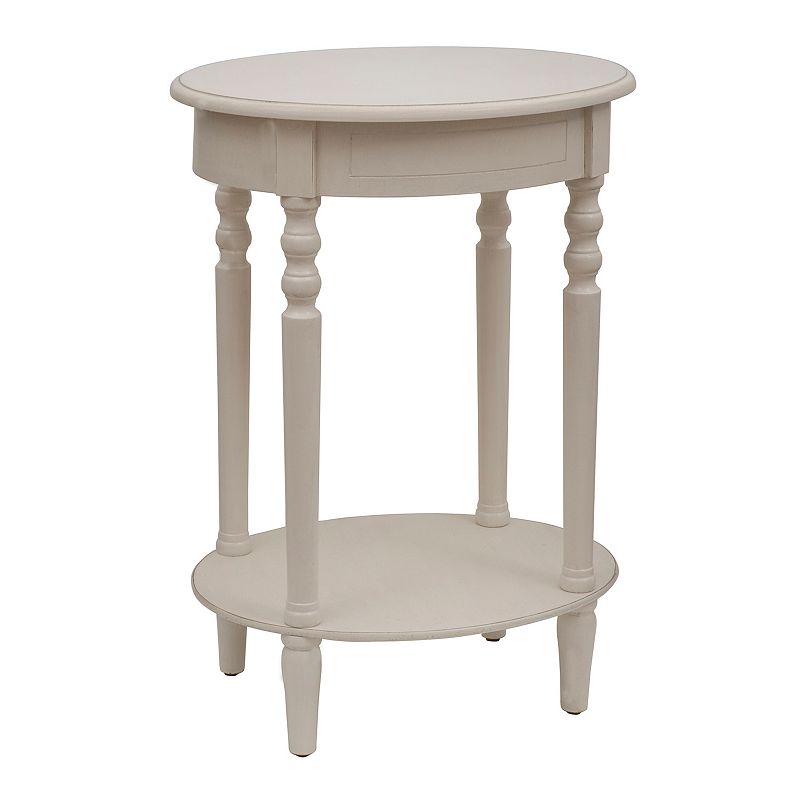 Decor Therapy Simplify Neutral Oval End Table, White
