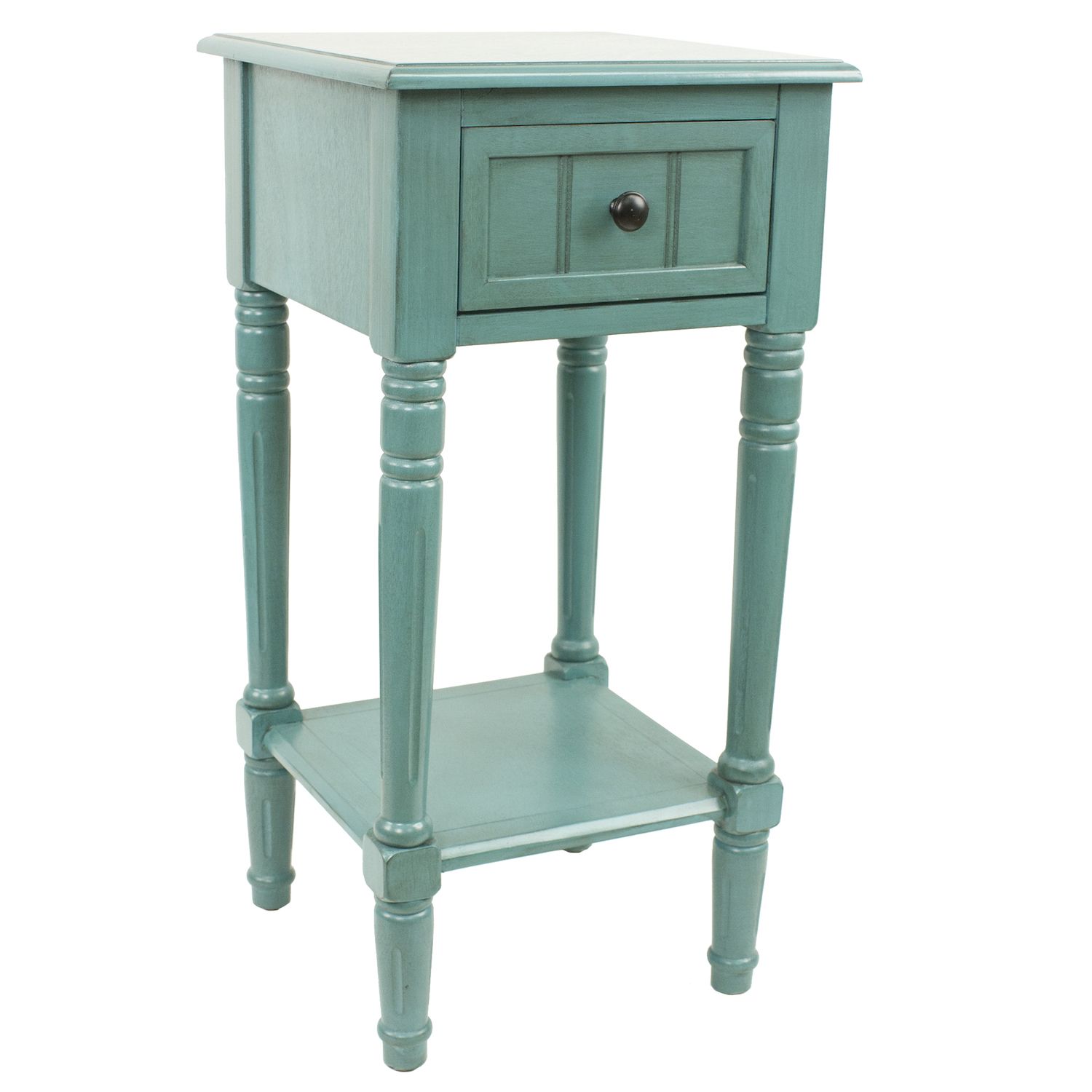 Decor Therapy Simplify Beistelltisch Rund – Schickes MDF-Möbel In Antik-Marineblau, 38x38x61 Cm, Für Stilvolle Räume