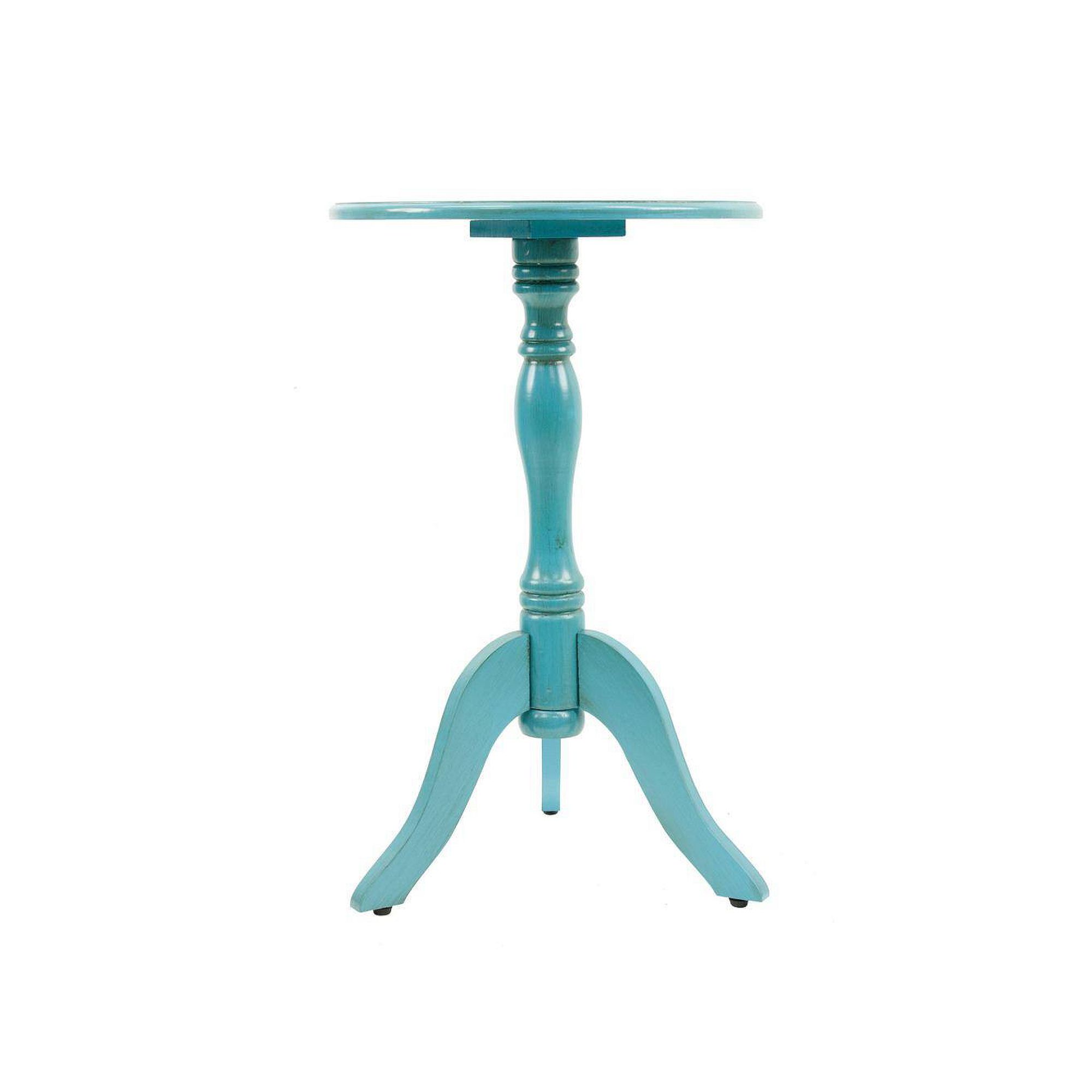 Decor Therapy Simplify Pedestal End Table, Turquoise Blue