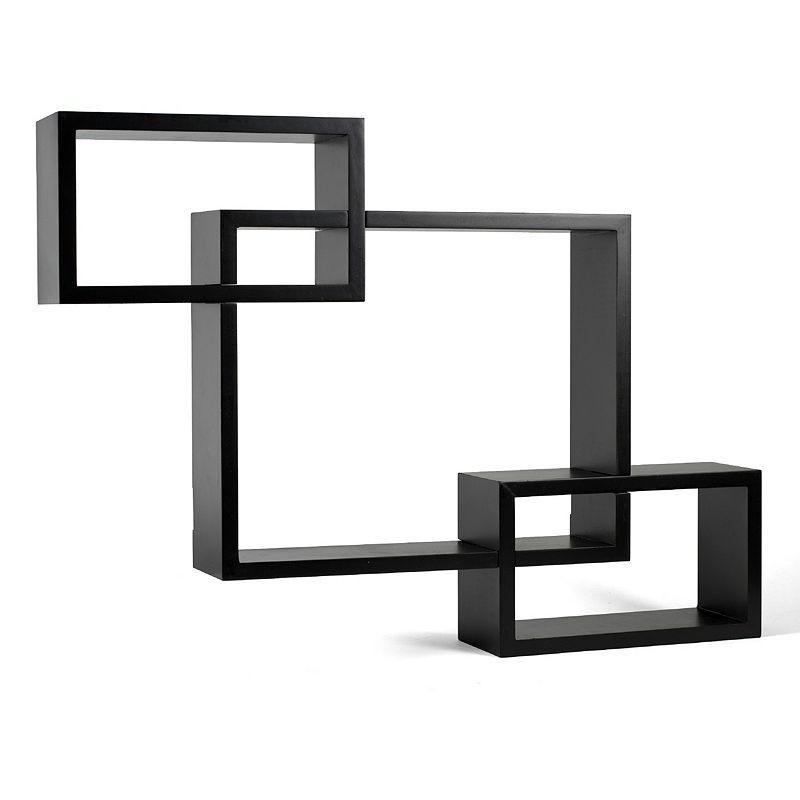 Melannco 3-piece Interlocking Wall Shelves Set, Brown