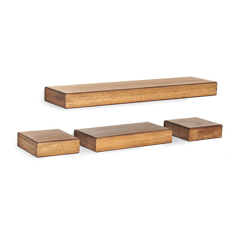 Melannco 4-piece Chunky Wood Wall Ledge Set, Brown