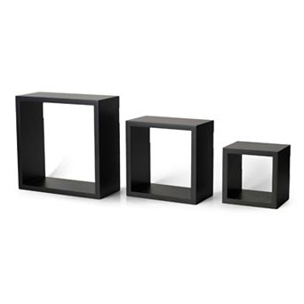 Melannco 3 pc Square Wood Wall Shelves Set