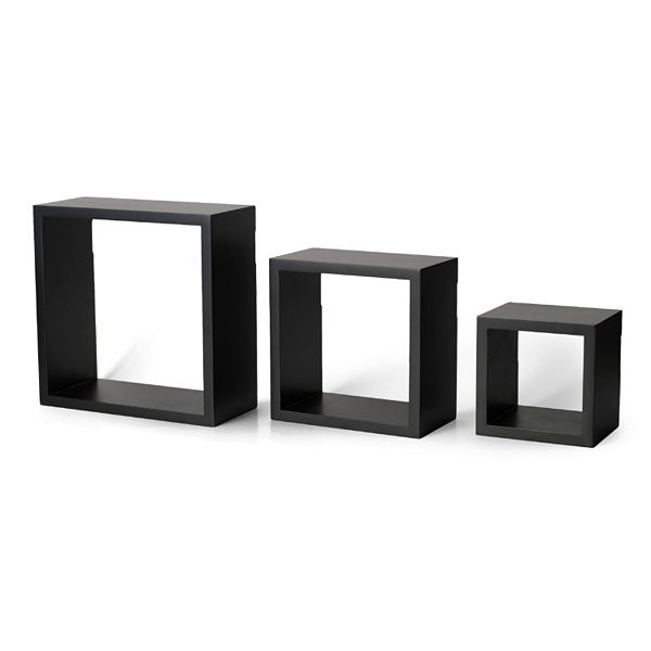 Melannco 3-piece Square Wood Wall Shelves Set