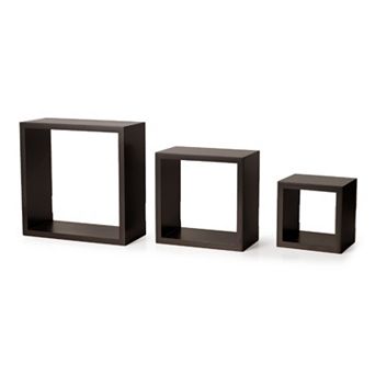 Melannco 3 pc Square Wood Wall Shelves Set