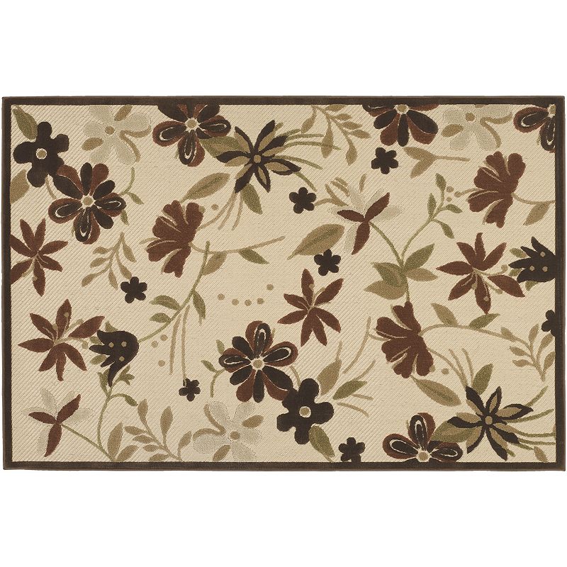 Couristan Botanical Garden Floral Indoor Outdoor Rug, Beig/Green, 8.5X13 Ft