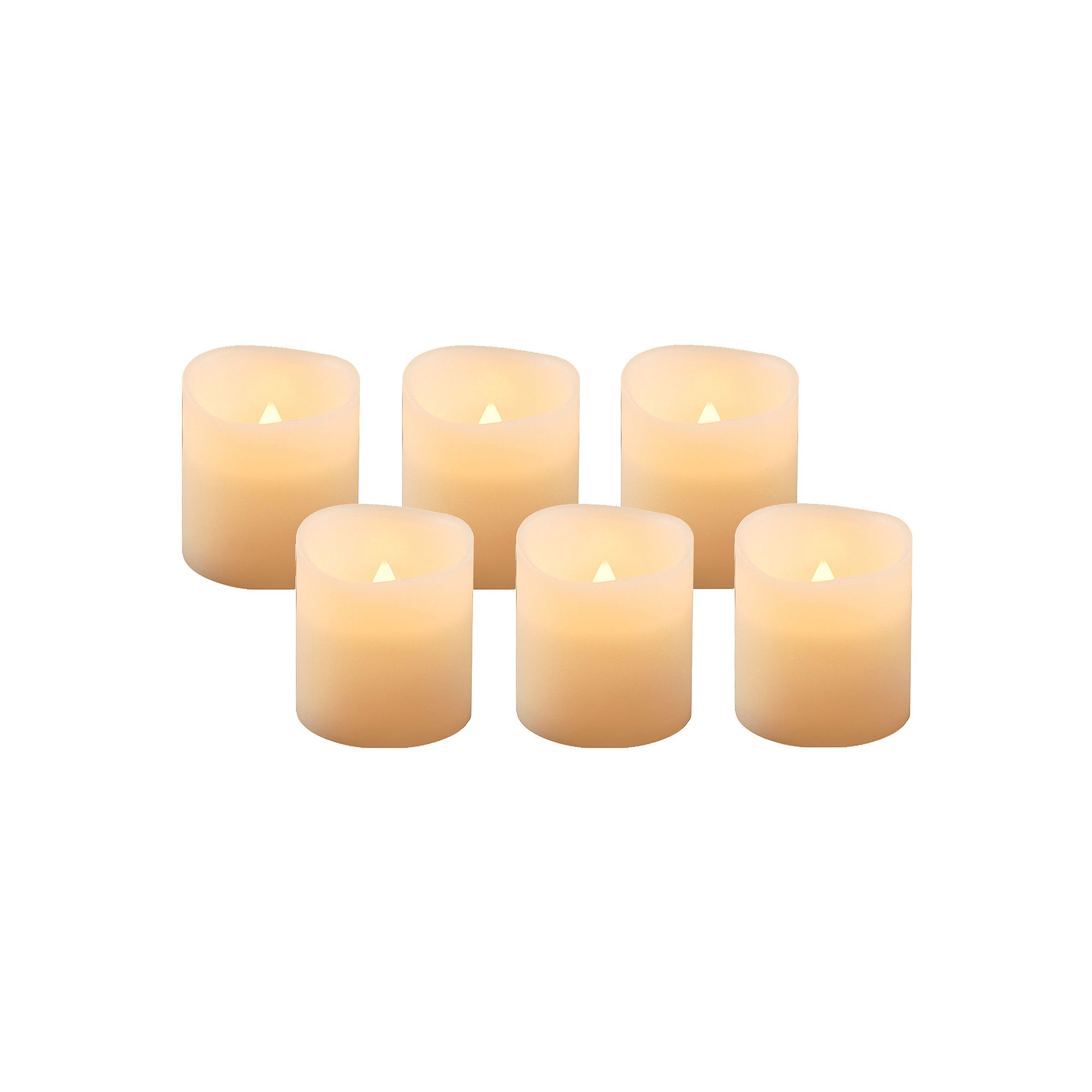 LumaBase 6-piece LED Flameless Mini Pillar Candle Set, Amber