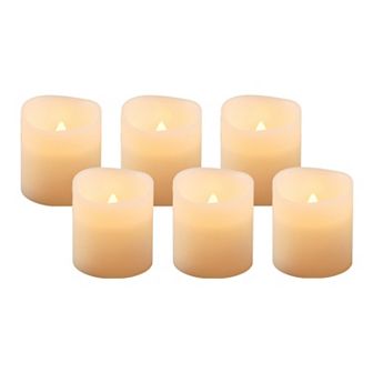 LumaBase 6 pc LED Flameless Mini Pillar Candle Set