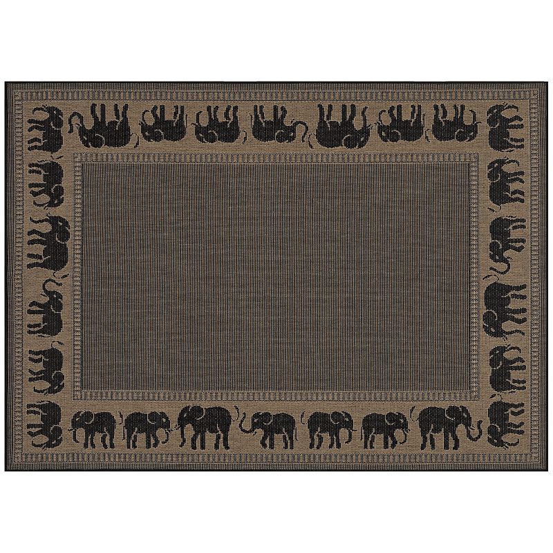 Couristan Elephant Indoor Outdoor Rug, Brown, 7.5X11 Ft