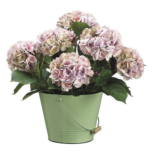 Hydrangea & Tin Bucket Artificial Flower Arrangement