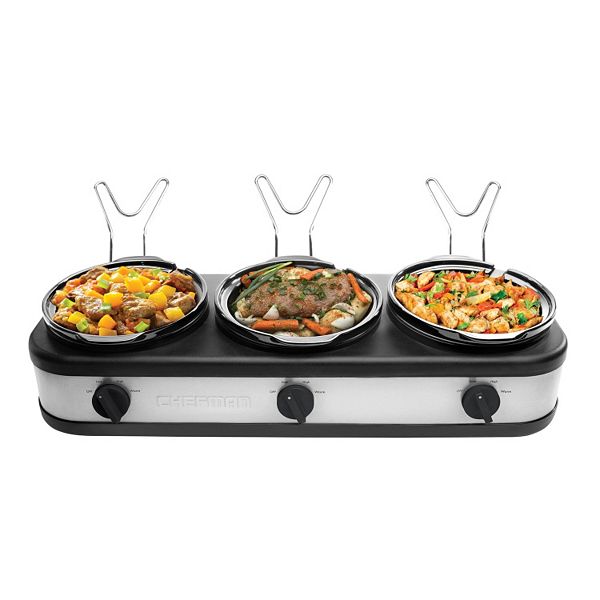 Chefman Stainless Steel Electric Triple Buffet Server