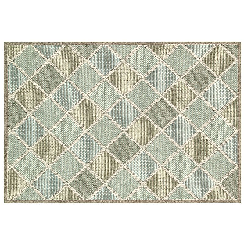 Couristan Monaco Meridian Geometric Indoor Outdoor Rug, Multicolor, 6X9 Ft