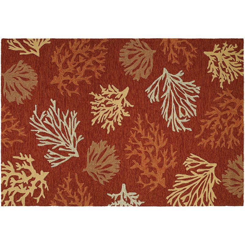 Couristan Outdoor Escape Sea Reef Indoor Outdoor Rug, Orange, 3.5X5.5 Ft