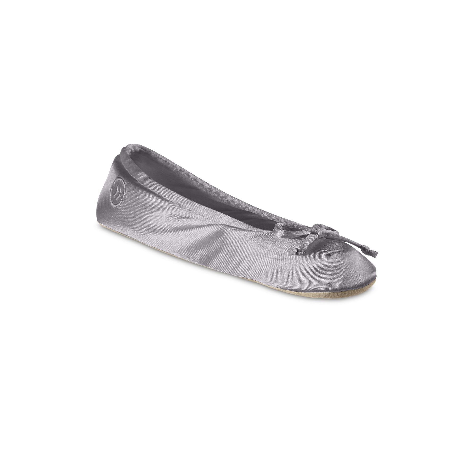 isotoner Satin Womens Ballerina Slippers, Size: Small, Grey