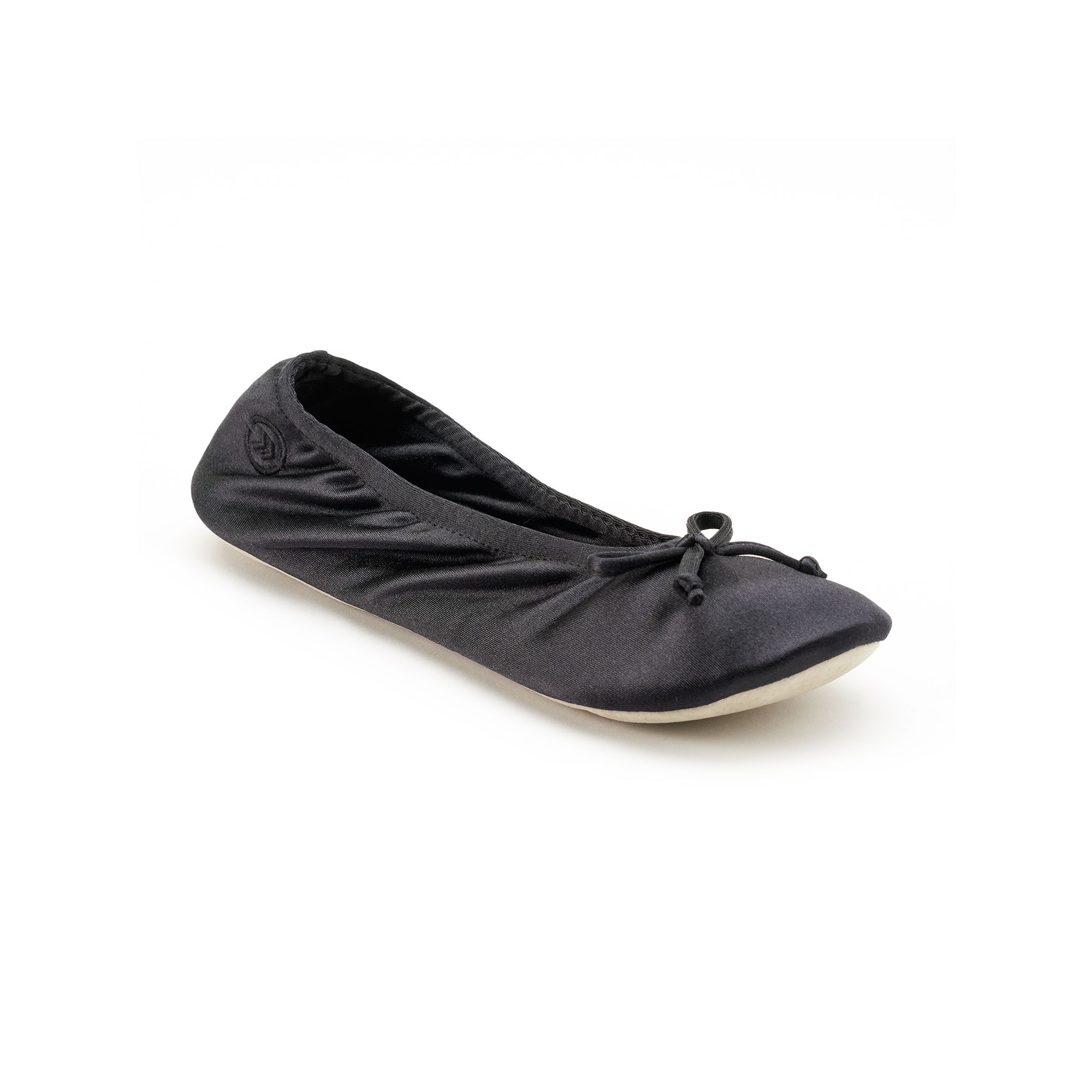 isotoner Satin Womens Ballerina Slippers, Size: Small, Black