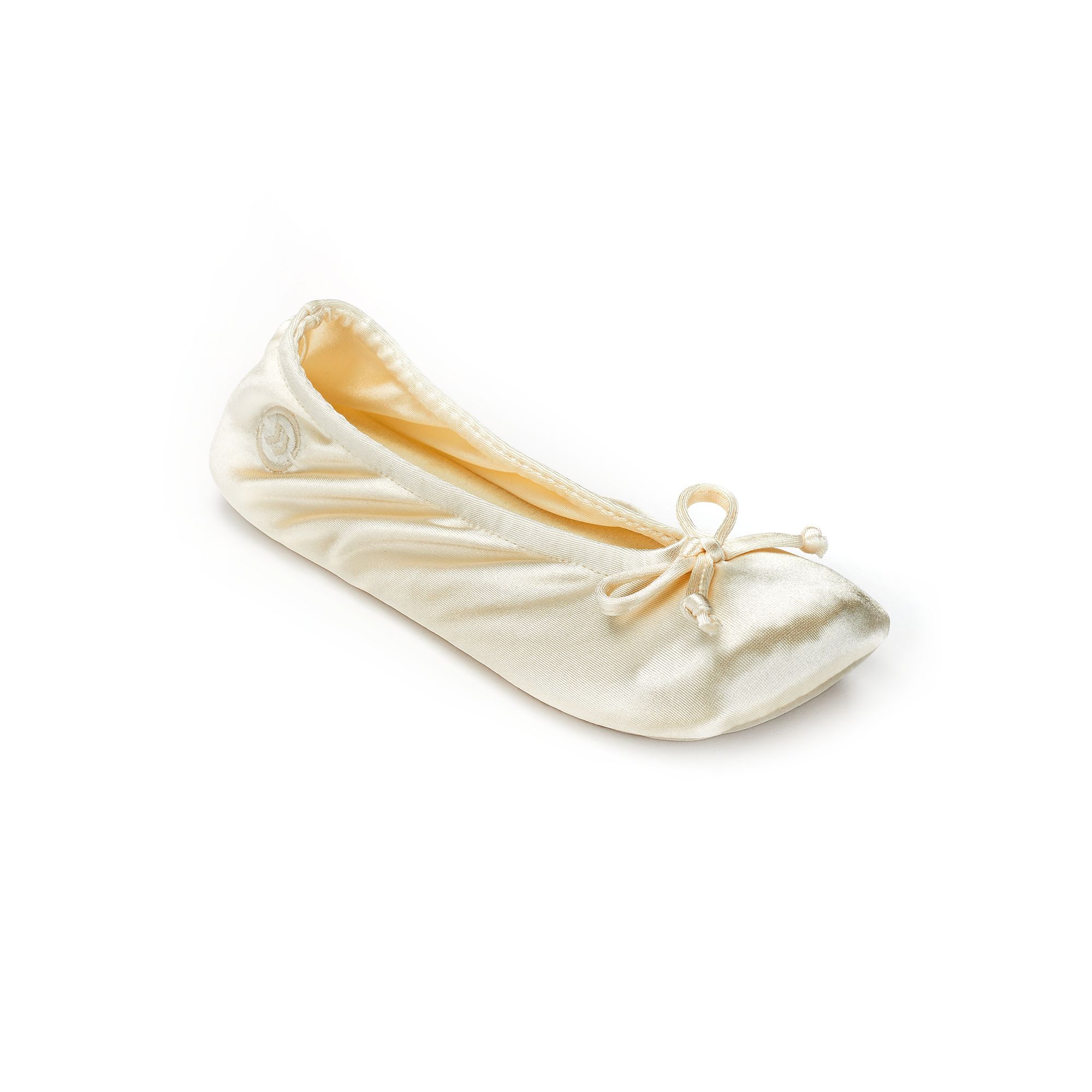 isotoner Satin Womens Ballerina Slippers, Size: Small, Ivory